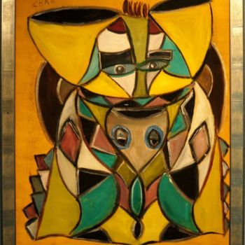 Painting titled "Inca" by Chan Mengal, Original Artwork, Oil Mounted on artwork_cat.