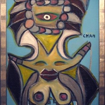 Painting titled "Cyclope" by Chan Mengal, Original Artwork, Oil