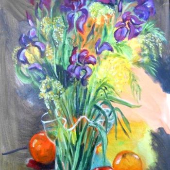Pittura intitolato "Iris-Mimosa" da Liliane Chanal-Jouet, Opera d'arte originale