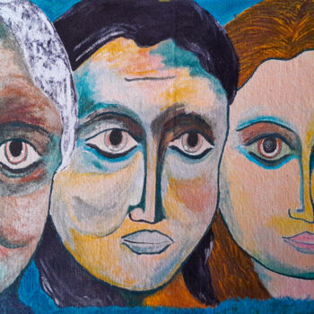 Pittura intitolato "Three Generations" da Chandana Hewapathirana, Opera d'arte originale, Acrilico