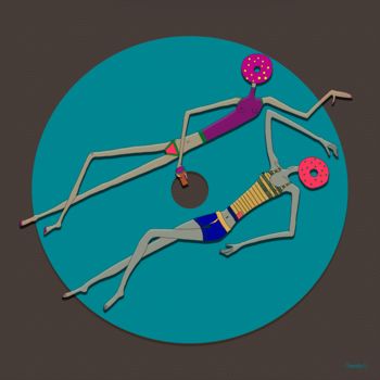 Arte digitale intitolato "“Donuts at a beach…" da Elizaveta Khaustovich (Chandra Li), Opera d'arte originale, Pittura digita…