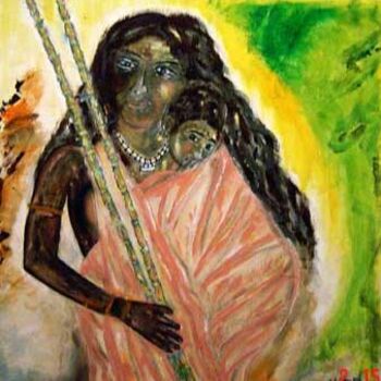 Painting titled "Child with Sugarcane" by Narayanan Ramachandran, Original Artwork