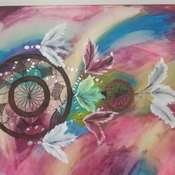Painting titled "Dreamcatcher" by Chanel Grondin, Original Artwork, Acrylic