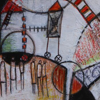 Painting titled "Etres au monde" by Channe, Original Artwork, Acrylic Mounted on Cardboard