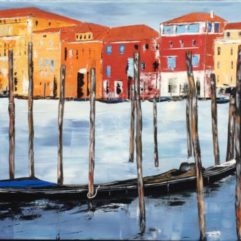 Peinture intitulée "Gondole à Venise" par Chantal Derrien, Œuvre d'art originale, Acrylique