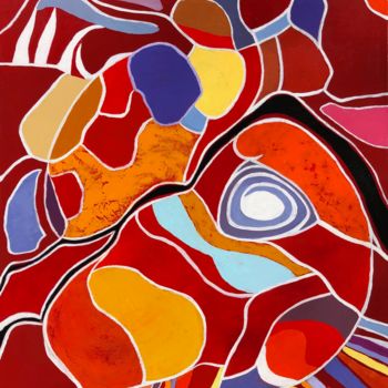 Peinture intitulée "Torsades colorées" par Chantal Derrien, Œuvre d'art originale, Acrylique