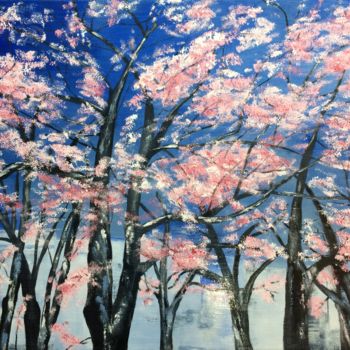 Peinture intitulée "Cerisiers du Japon" par Chantal Derrien, Œuvre d'art originale, Acrylique