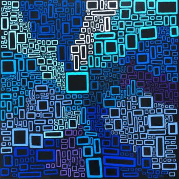 Peinture intitulée "Carré bleu" par Chantal Derrien, Œuvre d'art originale, Acrylique