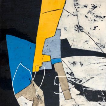 Peinture intitulée "Jaune et bleu" par Chantal Derrien, Œuvre d'art originale, Acrylique