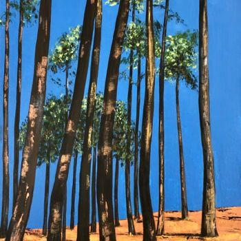 Картина под названием "Soleil en forêt" - Chantal Derrien, Подлинное произведение искусства, Акрил