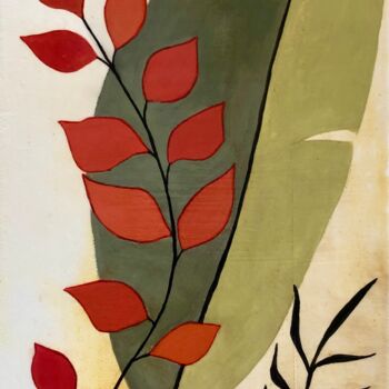 Peinture intitulée "Feuille verte" par Chantal Derrien, Œuvre d'art originale, Acrylique