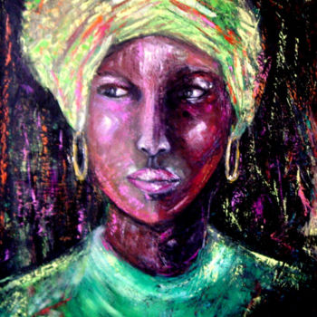 Painting titled "METISSE" by Chantal Eymes, Original Artwork, Oil Mounted on Wood Stretcher frame