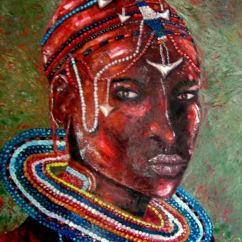 Painting titled "KENIA" by Chantal Eymes, Original Artwork, Oil Mounted on Wood Stretcher frame