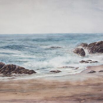 Painting titled "Atlantique" by Chantal Fazio-Tiam, Original Artwork, Watercolor