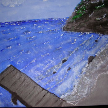 Painting titled "plage-au-bord-de-la…" by Serge Fiorato, Original Artwork