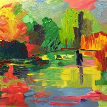 Peinture intitulée "Jardin de Monet" par Chantal Heudier, Œuvre d'art originale