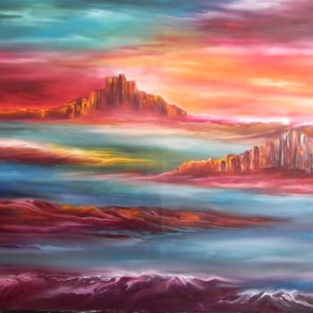 Painting titled "FORTERESSE" by Chantal Larriviere, Original Artwork, Oil