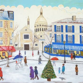 Malerei mit dem Titel "Place du Tertre" von Chantal Le Pape, Original-Kunstwerk, Acryl
