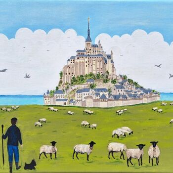 Painting titled "Le Mont St Michel" by Chantal Le Pape, Original Artwork, Acrylic