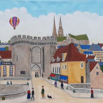 Painting titled "Chartres : la Porte…" by Chantal Le Pape, Original Artwork, Acrylic