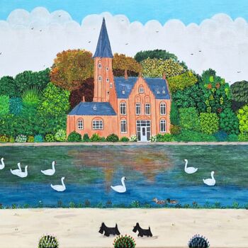 Painting titled "Promenade à Bruges" by Chantal Le Pape, Original Artwork, Acrylic