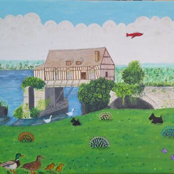Painting titled "Vieux Moulin de Ver…" by Chantal Le Pape, Original Artwork, Acrylic
