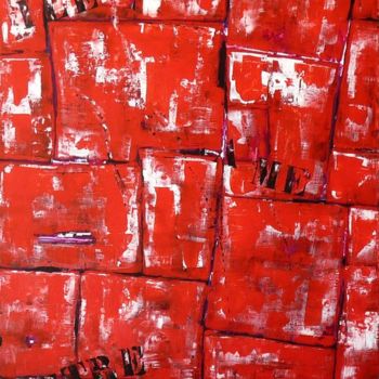 Картина под названием "Série rouge" - Chantal Malet, Подлинное произведение искусства, Акрил Установлен на Деревянная рама д…