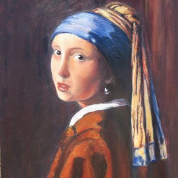 Pittura intitolato "d'apres-la-jeune-fi…" da Chantal Martin (chm), Opera d'arte originale, Olio