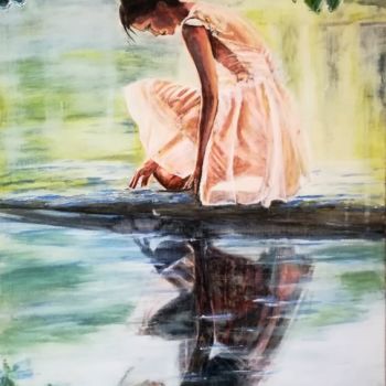 Картина под названием "REFLET DE L'AME" - Chantal Martin (chm), Подлинное произведение искусства, Чернила