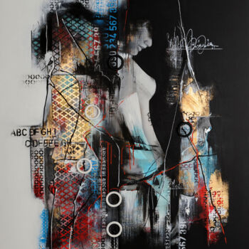 Картина под названием "FEMME MYSTÈRE" - Chantal Myrtil, Подлинное произведение искусства, Масло