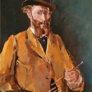 Painting titled "autoportrait-de-man…" by Chantal Signorini (C.Signorini), Original Artwork, Oil