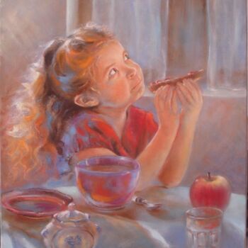 Painting titled "Le goûter" by Chantal Signorini (C.Signorini), Original Artwork, Oil