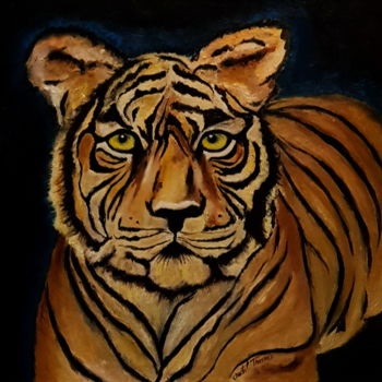 Painting titled "Un tigre" by Chantal Thomas Rogé, Original Artwork