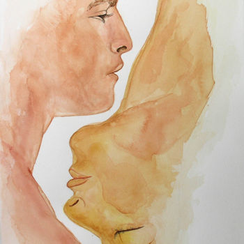 Painting titled "Sans dessus dessous" by Chantal Thomas Rogé, Original Artwork, Watercolor