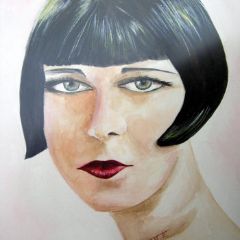 Painting titled "Louise Brooks" by Chantal Thomas Rogé, Original Artwork, Watercolor