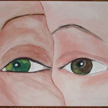 Painting titled "Deux regards" by Chantal Thomas Rogé, Original Artwork, Watercolor