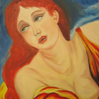 Картина под названием "La Rousse" - Chantal Thomas Rogé, Подлинное произведение искусства, Масло