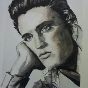 Painting titled "Elvis" by Chantal Thomas Rogé, Original Artwork, Watercolor