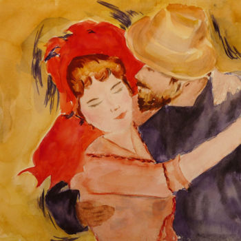 Painting titled "Danseurs" by Chantal Thomas Rogé, Original Artwork, Watercolor