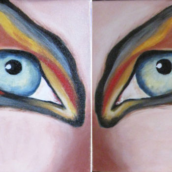 Painting titled "Eyes" by Chantal Thomas Rogé, Original Artwork, Oil