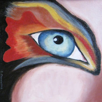 Painting titled "Eyes G" by Chantal Thomas Rogé, Original Artwork, Oil