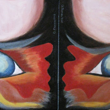 Painting titled "Eyes 180" by Chantal Thomas Rogé, Original Artwork, Oil