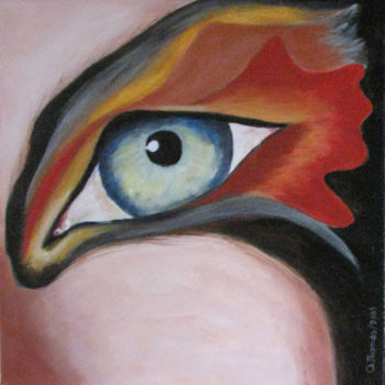 Painting titled "Eyes D" by Chantal Thomas Rogé, Original Artwork, Oil