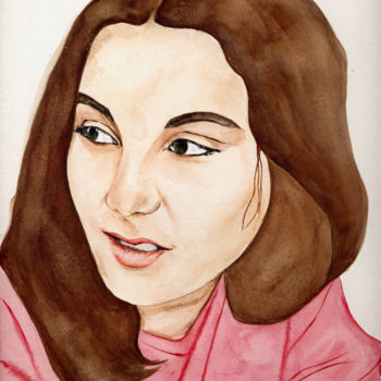 Painting titled "The sister" by Chantal Thomas Rogé, Original Artwork, Watercolor