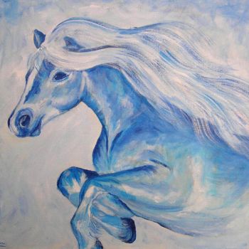 Peinture intitulée "Chevauchée" par Chantal Thomas Rogé, Œuvre d'art originale, Aquarelle