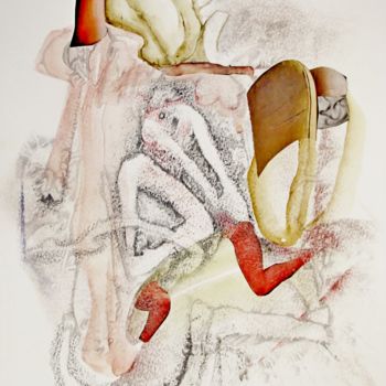 Desenho intitulada "Dedans/dehors - 1" por Chantal Tichit, Obras de arte originais, Aquarela