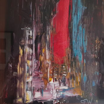 Malerei mit dem Titel "Promenade en ville" von Chantal Walter, Original-Kunstwerk, Acryl