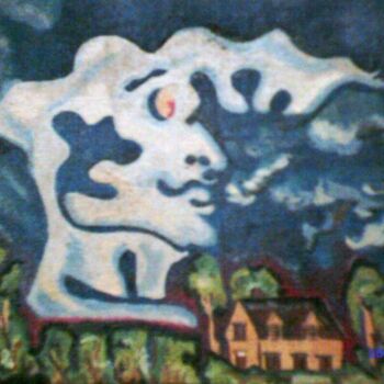 Peinture intitulée "nuage dans la nuit" par Chantal Woulzez, Œuvre d'art originale