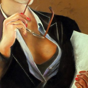 Pintura titulada "Mademoiselle" por Chantal Le Mesle, Obra de arte original, Pastel
