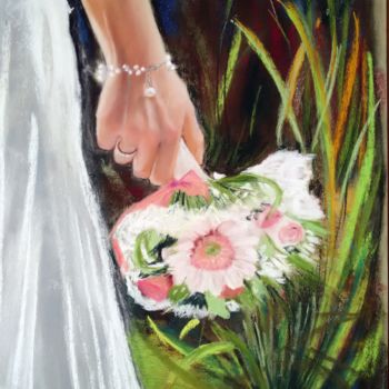 Painting titled "Donnes moi ta main" by Chantal Le Mesle, Original Artwork, Pastel Mounted on Other rigid panel